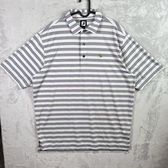 Footjoy Polo Striped Men's XL White/Grey Banyan Creek Golf Course FL Collared - Picture 1 of 13